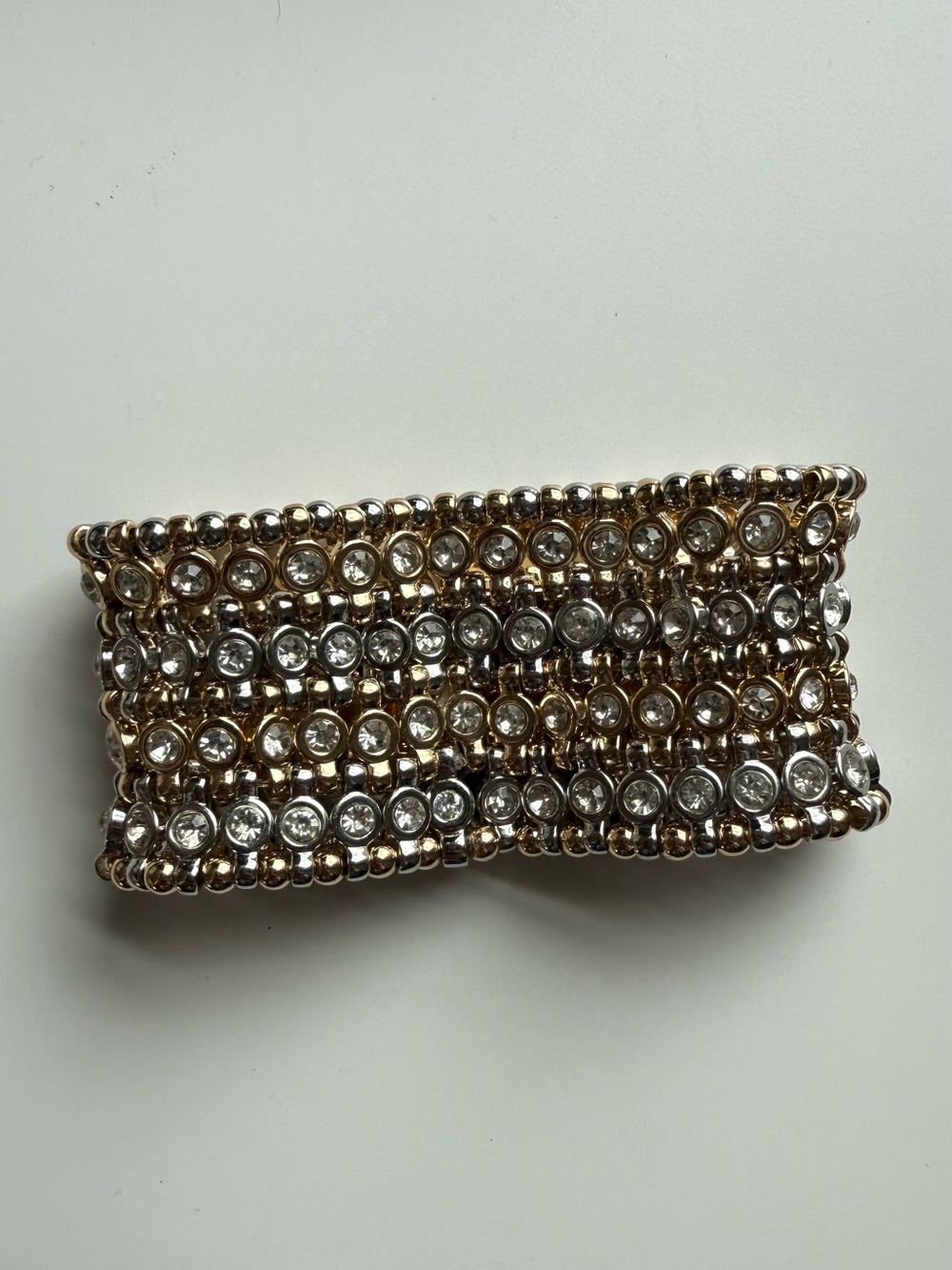 White House Black Market Gold and Silver Crystal Stretch Bracelet